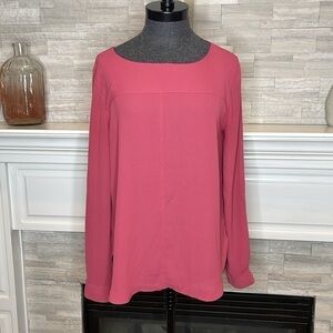 LOFT Pink Flowy Office Blouse Medium